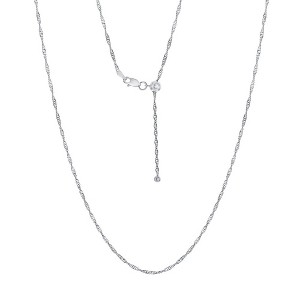 Links of Italy Sterling Silver 2mm Singapore Adjustable Chain - Rhodium Plated - Silver - 14 - 22 inch - 1 of 3