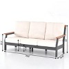 Modern Outdoor Sofa Set with Plush Cushions & WoodLook Metal Frame - 4 of 4