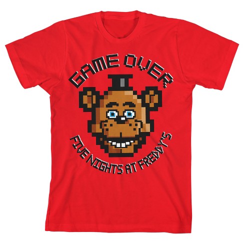 Five Nights at Freddy s Game Over Freddy Pixel Art Boy s Red T shirt Small