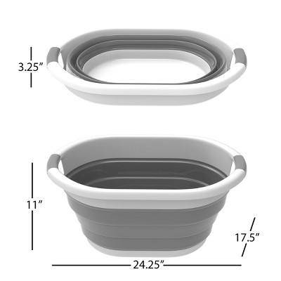 Gray Collapsible Plastic Multiuse Laundry Basket with Comfort Grip