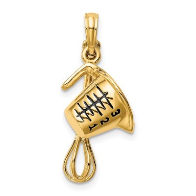Black Bow Jewelry 14k Yellow Gold and Enamel 3D Measuring Cup and Whisk