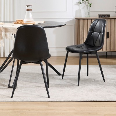 Dining Chair Set,Faux Leather Dining Chairs With Metal Legs And High Back,Kitchen Chairs,Armless Chairs For Dining Room-Cuddlewood