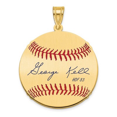 Black Bow Jewelry 14K Gold Plated George Kell Signature MD Enamel Baseball Pendant