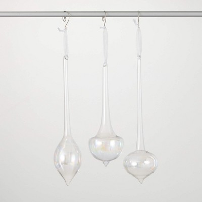 11.5"H & 9"H Sullivans Christmas Large Clear Finial Ornament Set of 3  Clear