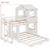 Wooden Twin over Full House Bunk Bed with Roof, Bunk Bed Frame Floor Playhouse Bed For Kids - 2 of 4