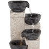 John Timberland Four Cup Rustic Zen Small Cascading Cups Indoor Tabletop Water Fountain with LED Light 11" for Table Office Desk Home Bedroom House - 3 of 4