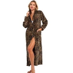 ADR Women's Zip Up Robe Fleece Soft Warm Plush Oversized Zipper Bathrobe - 1 of 4