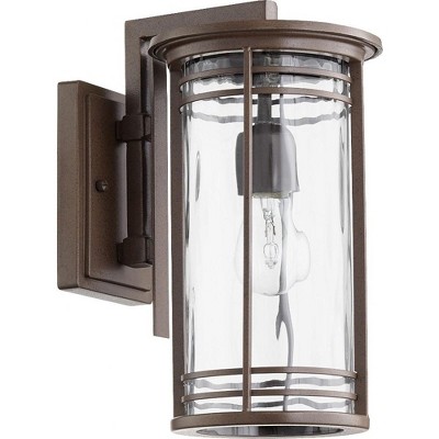 Quorum Lighting Larson Glass Outdoor Wall Light, 1 Light, Oiled Bronze, 7.25W x 13.5H x 10D