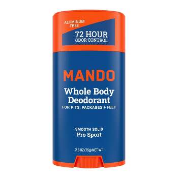 Mando Whole Body Deodorant - Men’s Aluminum-Free Smooth Solid Stick Deodorant - Pro Sport - 2.6oz