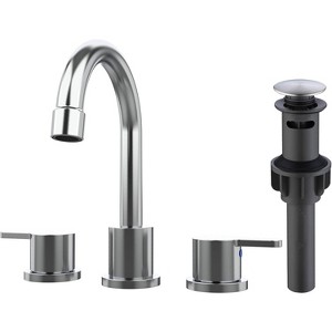 PAGED Widespread Bathroom Faucet 8 Inch Lavatory Faucet with 360°Swivel Spout and Pop Up Drain Assembly, 3 Hole Faucet for Bathroom - 1 of 4