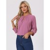 INSPIRE CHIC Women's Work Office Keyhole Pleated Front Ruched 3/4 Sleeve Chiffon Blouse - 2 of 4