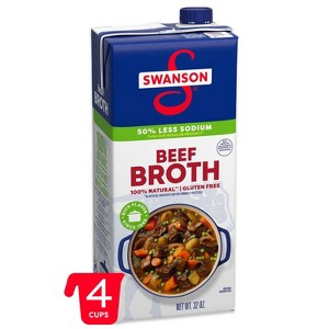 Swanson 100% Natural Gluten Free 50% Less Sodium Beef Broth - 32oz - 1 of 4