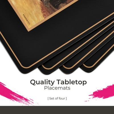 Tally Ho Black and Gold Hardboard Placemats Set of 4