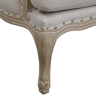 Classic French Taupe Wooden Accent Chair with Nailhead Trim