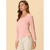 Allegra K Women's Sweetheart Neck Satin Long Sleeve Elegant Casual Work Blouse - 3 of 4