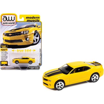 2010 Chevrolet Camaro RS/SS Rally Yellow with Black Stripes "Modern Muscle" Series 1/64 Diecast Model Car by Auto World