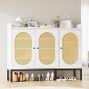 Shoe Cabinet with 3 Rattan Doors, Freestanding Shoe Storage Organizer with Adjustable Shelves, 7-Tier Shoe Storage Cabinet for Entryway - 3 of 4