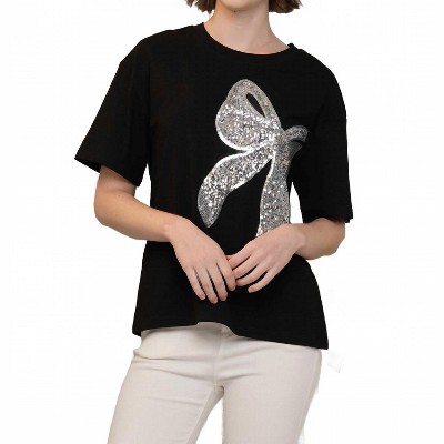 Women's Glitter Bow Tee - A Thousand Words
