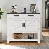 Farmhouse Console Table with 2 Drawers & Cabinet, Entryway Buffet Sideboard with Shelf, Grey/White - 4 of 4