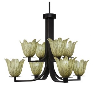Toltec Lighting Apollo 8 - Light Chandelier in  Dark Granite with 7" Vanilla Leaf Shade - 1 of 1