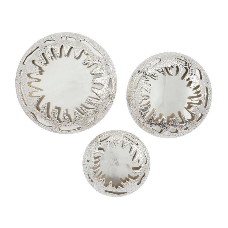 Set of 3 Aluminum Sunburst Wall Decors with Textured Pattern Silver - Olivia &#38; May, 5 of 7