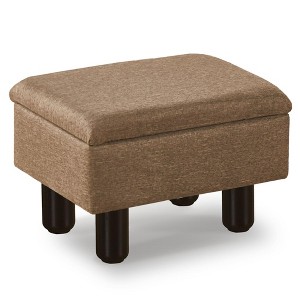 ChicFurnit Ottomans and Benches Storage Ottoman Rectangle Footstool Foot Rest Footstool with Wood Legs for Living Room, Brown, 15.9"*12"*9.8" - 1 of 4