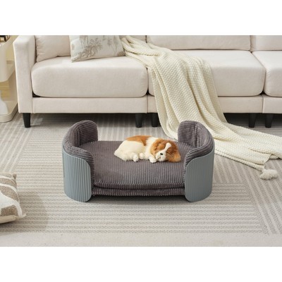 Gulches Cat Couch Bed: Stylish Indoor Pet Sofa for Cats, Kittens, and Small Animals. Elevated Design with Removable Mattress Cover in Grey ,Gray