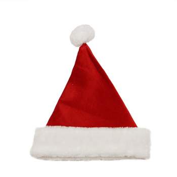 Northlight Red and White Tethered Pom Pom Unisex Adult Christmas Santa Hat Costume Accessory - One Size