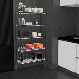 SEVOBAL Utility Storage Shelves 5 Tier Adjustable Metal Wire Rack Heavy Duty Storage Shelving for Kitchen, Garage, Laundry, Black, 13.7"*35.4"*69.2" - 1 of 4