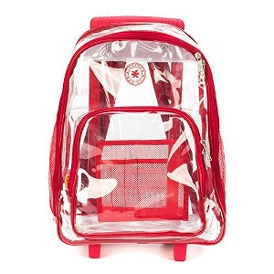 K-Cliffs Clear Rolling Backpack Quality See Through Student School Bookbag Heavy Duty Transparent Travel Daypack with Wheels - 1 of 4
