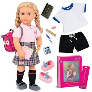 Nuestra Generación Hally con Libro de Cuentos y Accesorios Muñeca Escolar Posable de 18"