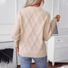 Sweaters for Women Crewneck Long Sleeve Cable Knit Solid Warm Pullover Sweater Tops - 4 of 4