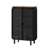 3-tier Storage Cabinet with 2 Glass Doors Modern Freestanding Storage Cabinet for Entryway Living Room Home Office Dining Room - 4 of 4