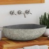 vidaXL Wash Basin Small Wash Sink Bathroom Basin Natural River Stone Oval - 2 of 4