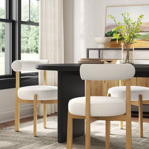 Sculptural Upholstered and Wood Dining Chair Cream Boucle - Threshold™ - 1 of 4