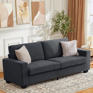83" Modern Sofa, Corduroy 3 Seater Deep Seat Couch with Wide Armrest, Removable Washable Cushion Cover, Comfy Sofa - 1 of 4