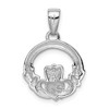 Black Bow Jewelry Sterling Silver and Cubic Zirconia Claddagh Pendant, 15mm - 3 of 4