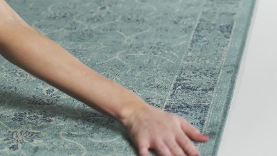 Turquoise and Multi Rectangular Wool Area Rug