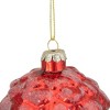 Northlight Frosted Pine Cone Glass Christmas Ornament - 3.25" - Red - 3 of 4