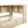 PAGED Twin XL Daybed Modern Wooden Bed Frame with 2 Trundles, Storage Shelves and Light for Bedroom, Living - 4 of 4
