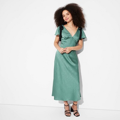 Women's Flutter Short Sleeve Maxi A-Line Dress - Wild Fable™ Moss Green XXS