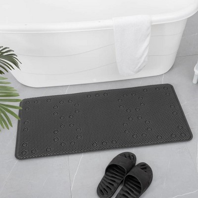 J&V TEXTILES Shower and Bathtub Mat, 36x17, Long Double Foam Bath Tub Floor Mats with Suction Cups and Drainage Holes, Machine Washable