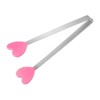Unique Bargains Stainless Steel Silicone Tips Heart Shape Food Tongs - 3 of 4