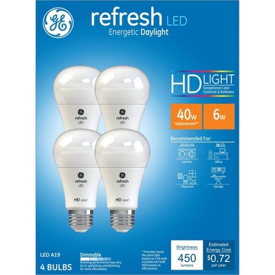 GE 4pk 5.5W 40W Equivalent Refresh LED HD Light Bulbs Daylight