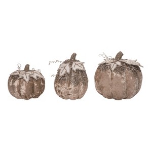 Transpac Foam 8.66 in. Brown Autumn Sparkling Pumpkins Set of 3 - 1 of 2