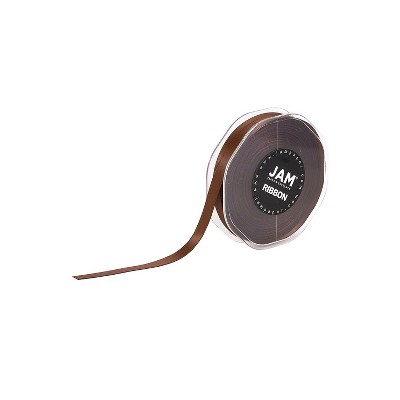 JAM Paper Double Faced Satin Ribbon 3/8 Inch Wide x 25 Yards Chocolate Brown 803SACHB25