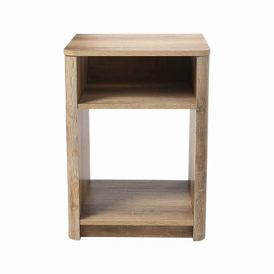 Coastal Oak Modern Farmhouse Nightstand with Storage Compartments