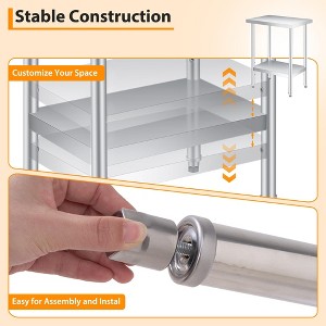 Stainless Steel Storage Table with Gloves, Cloth, Full Stainless Steel Work Table, Heavy Duty Durable Metal Storage, Food Prep Table - 1 of 4
