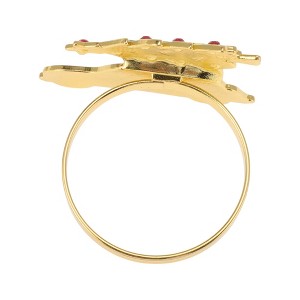 Unique Bargains Napkin Rings Stainless Steel Red Green Gold Tone 1Pcs - 1 of 3