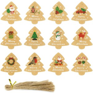 Wrapables Christmas Holiday Gift Tags/Kraft Hang Tags with Jute Strings for Gift-Wrapping, DIY, Arts & Crafts, (48pcs) Christmas Trees - 1 of 4